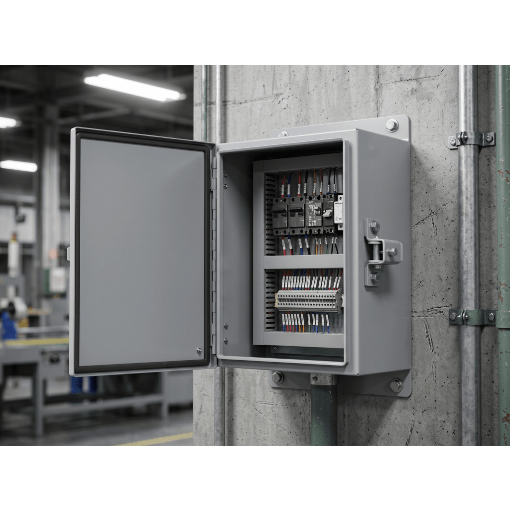 Gabinete de Bisagra Continua NEMA 12; IP66 de Uso en Intemperie, 305 x 254 x 203 mm, De Acero, Color Gris