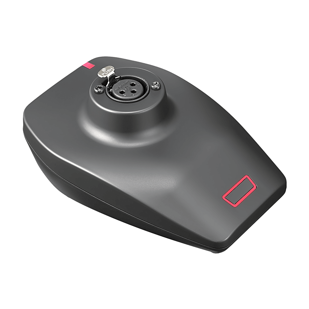 Transmisor de Micrófono de Mesa | System 20 PRO | Conector XLR-F para Micrófono Gooseneck | Batería de Ión-Litio | Pantalla OLED | USB Type-C | 10-20 Canales Simultáneos | AES128