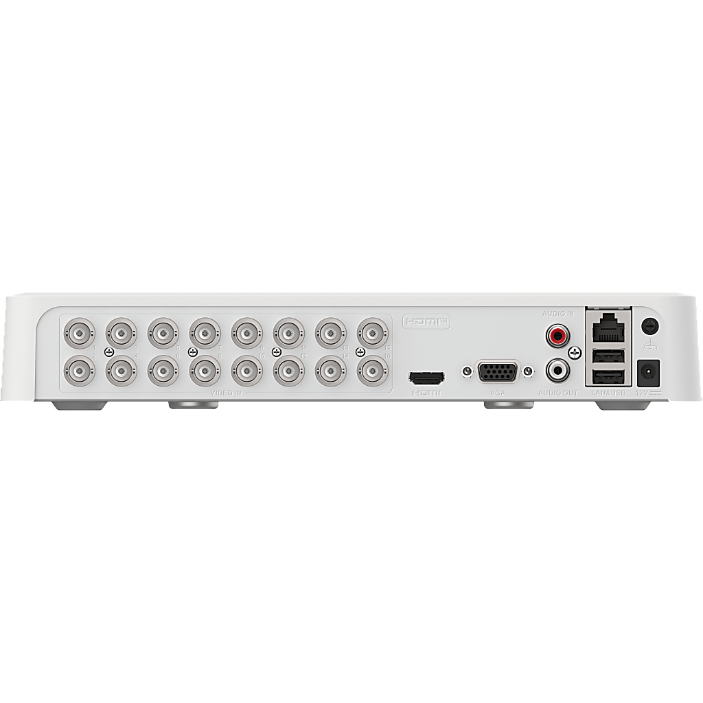 DVR 16 Canales TurboHD + 2 Canales IP / 2 Megapíxel (1080p) Lite / Acusense Lite (Evita Falsas Alarmas) / Audio Bidireccional y Coaxitron / 1 Bahía de Disco Duro / H.265+ / Salida de Vídeo Full HD
