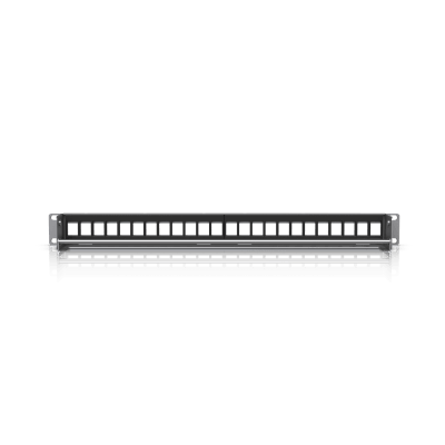 UACC Rack Patch Panel Blank 24 Puertos – Panel Patch Keystone 1U con Barra de Gestión de Cables y Estética Uniforme