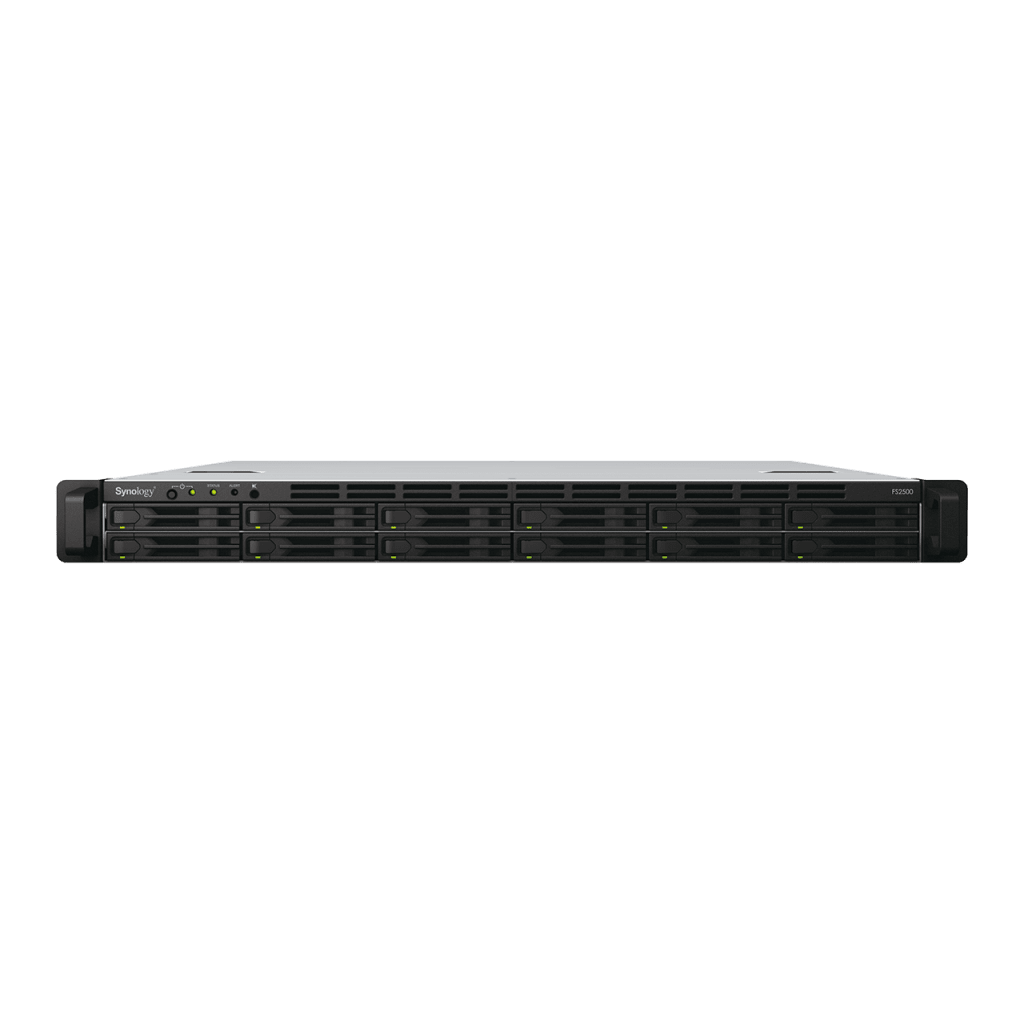 Servidor de Almacenamiento FlashStation FS2500/S | 12 Bahías SSD SATA 2.5" | 1U | 170,000 IOPS Lectura | 82,000 IOPS Escritura | 2 Puertos 10GbE | 2 Puertos 1GbE | Compatibilidad VMware, Hyper-V, XenServer, OpenStack .