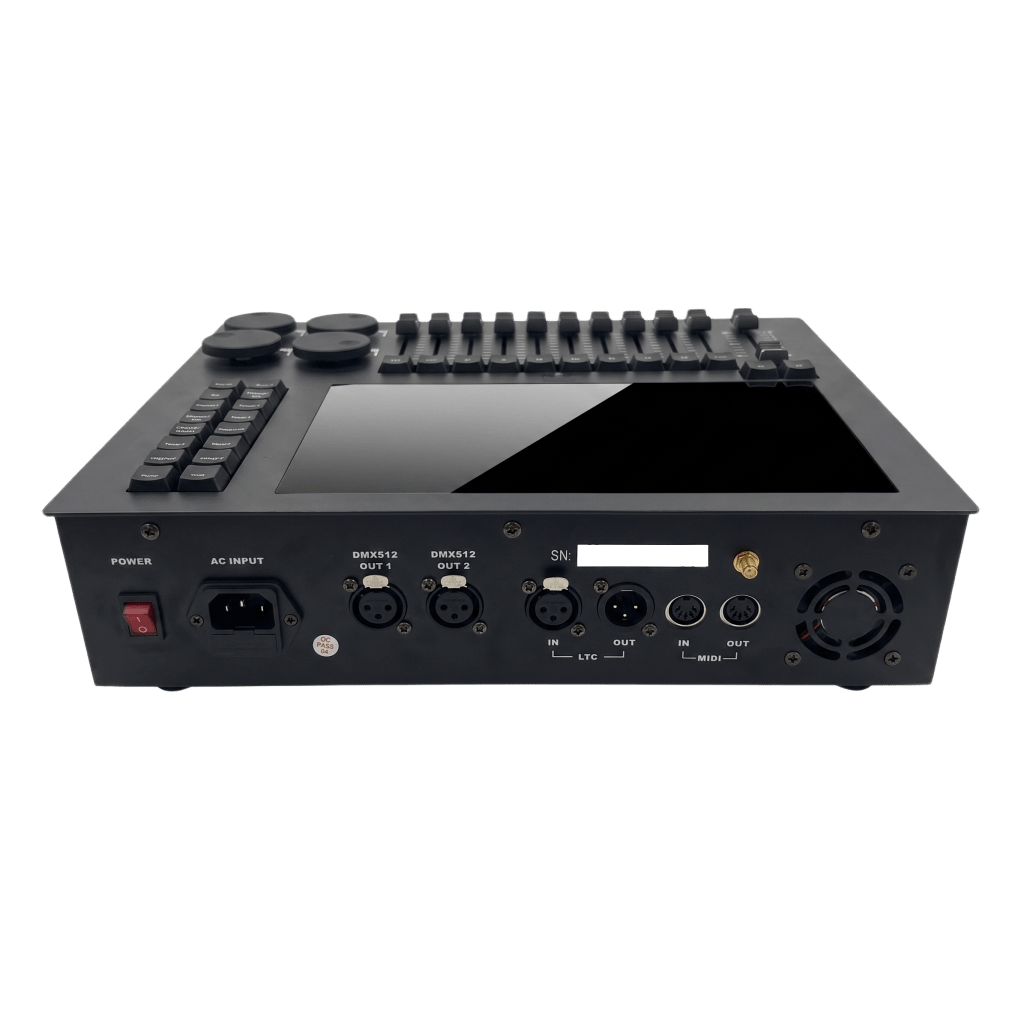 Consola de Iluminación DMX EPLT1 / 2 Universos  / Pantalla 10.1" Multitáctil / 10 Faders + 4 Ruedas / WiFi Integrado / Flight Case Incluido
