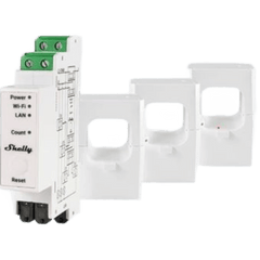Medidor de Energía Trifásico / 400 A / Montaje Riel DIN / Wi-Fi + LAN + Bluetooth / Almacenamiento 60 Días / MQTT / Shelly Pro