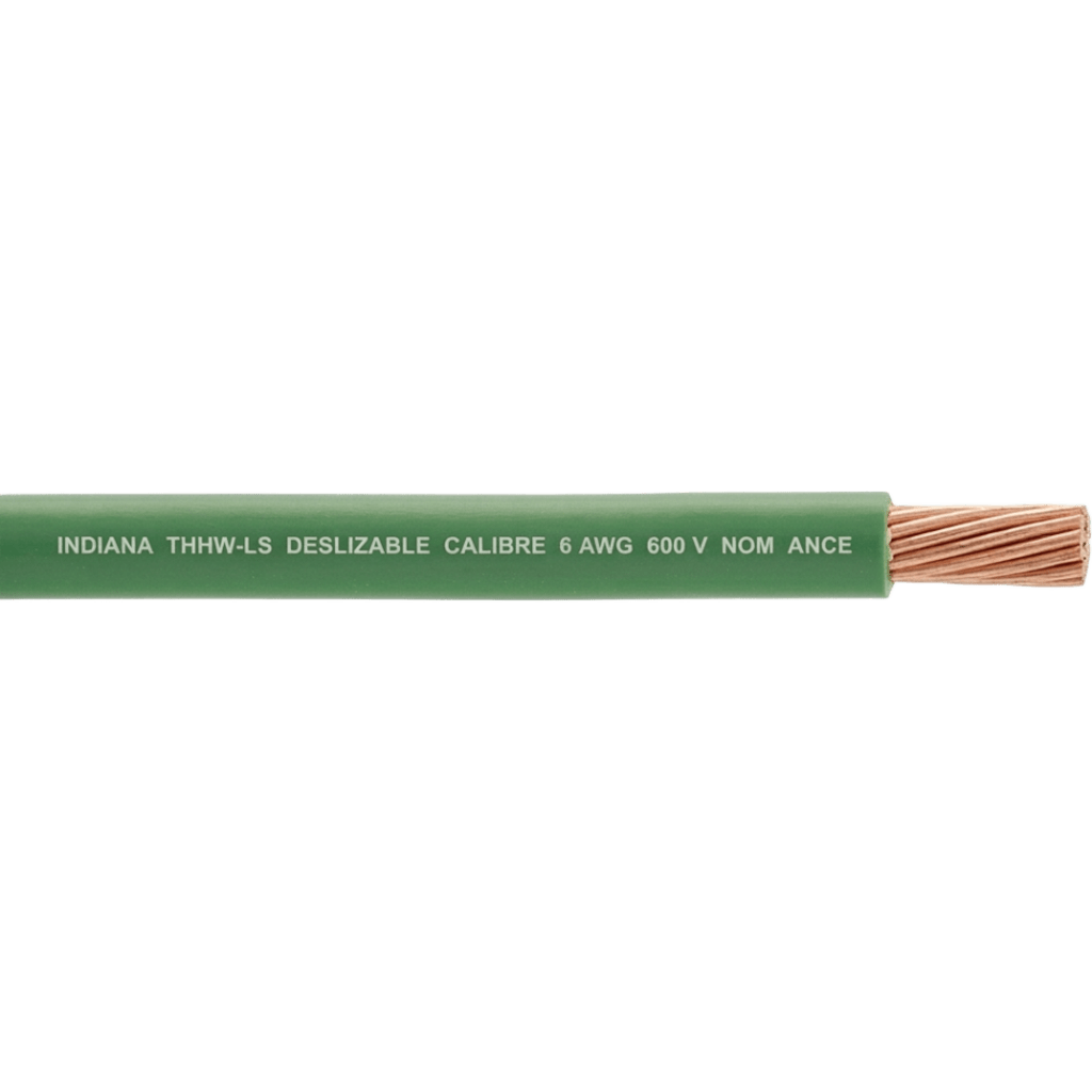 Cable THW-LS / Calibre 6 AWG / 19 Hilos / Color Verde / Bobina 100 m (328 ft)