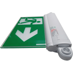 Letrero de Salida con Luz de Emergencia / Borde Iluminado con LEDs Blancos / Pictograma Intercambiable / Montaje Pared-Techo-Lateral / 2 Horas Autonomía