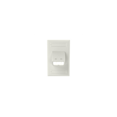 Placa de Pared Vertical Clásica, Salida Para 2 Puertos Mini-Com Inclinados, Con Espacios Para Etiquetas, Color Blanco
