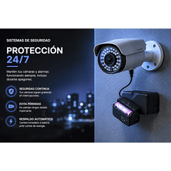 UPS de CD 25 W / Entrada 120 Vca / Salida 12 Vcd / Clavija NEMA 5-15P de entrada / Batería de Litio