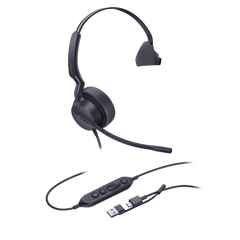 Auriculares Yealink UH44 Mono con cancelación de ruido por IA para Microsoft Teams, USB-C/A e indicador de ocupado