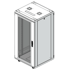 Gabinete Rack 24 Unidades / 19 Pulgadas / Puerta de Cristal / Piso / Acero Calibres 16-18-20 / 750 Kg Carga / 600x605x1190 mm (23.6x23.8x46.9 in) / Vidrio con Cerradura