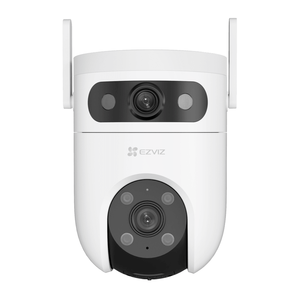 Cámara IP WiFi 6 (Doble Banda 2.4 GHz y 5 GHz) PT Dual-Lente / 3K (5mp + 5mp) / Visión Nocturna Color Hasta 40m / Detección IA Humano-Vehículo / Seguimiento Automático / Defensa Activa con Sirena y Luz Estroboscóp