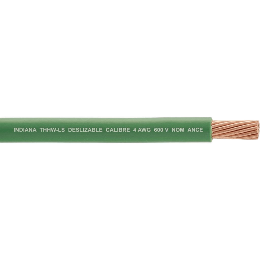Cable Eléctrico de Cobre Recubierto THW-LS Calibre 4 AWG 19 Hilos Color Verde (100 metros)