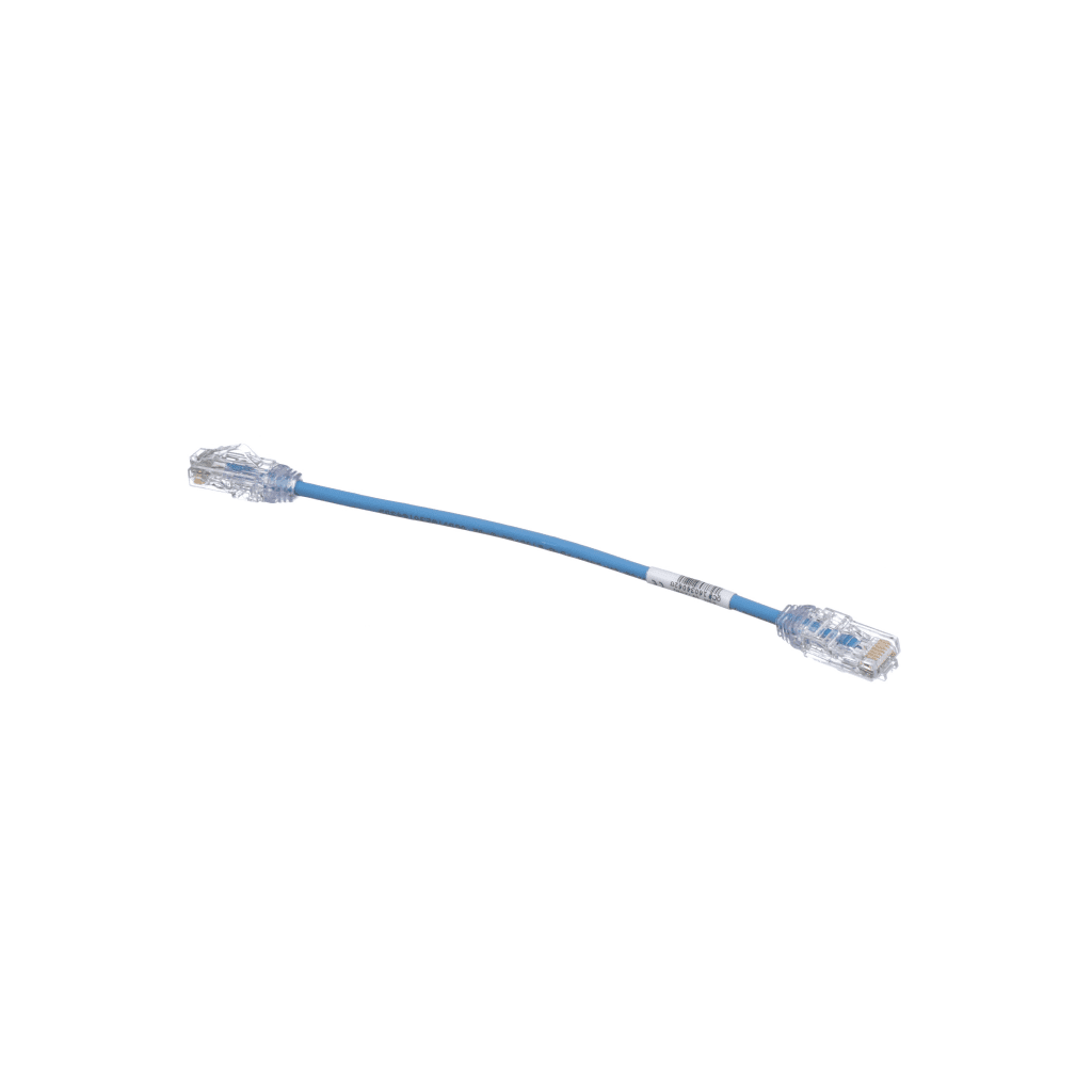 Cable de Parcheo UTP Cat6A, CM/LSZH, Diámetro Reducido (28AWG), Color Azul, 20 cm (7.87 pulgadas).