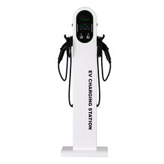 Estación de Carga para Vehículos Eléctricos / Tipo Pedestal / Doble Conector Tipo 1 (SAE J1772) / 48 A / 11.5 kW por Puerto / Pantalla LCD 4.3 in (10.9 cm) / RFID / Protección IP54 / Chasis SGCC Galvanizado