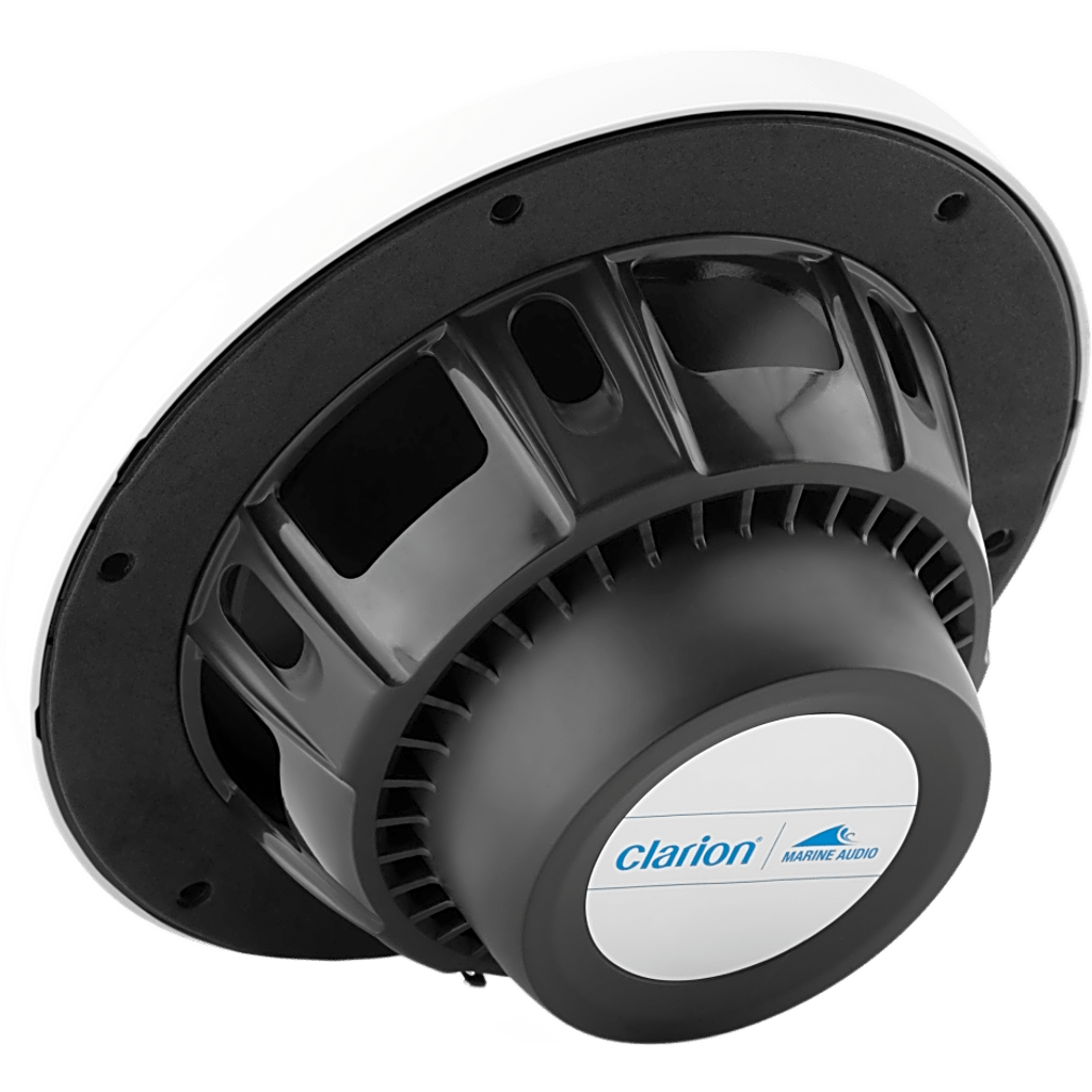 Altavoces náuticos Clarion® CMS 6.5" / 30 W RMS / 4 Ohmios / 87 dB / 55 Hz-20 KHz / RGB LED / Blanco y Negro Clásico
