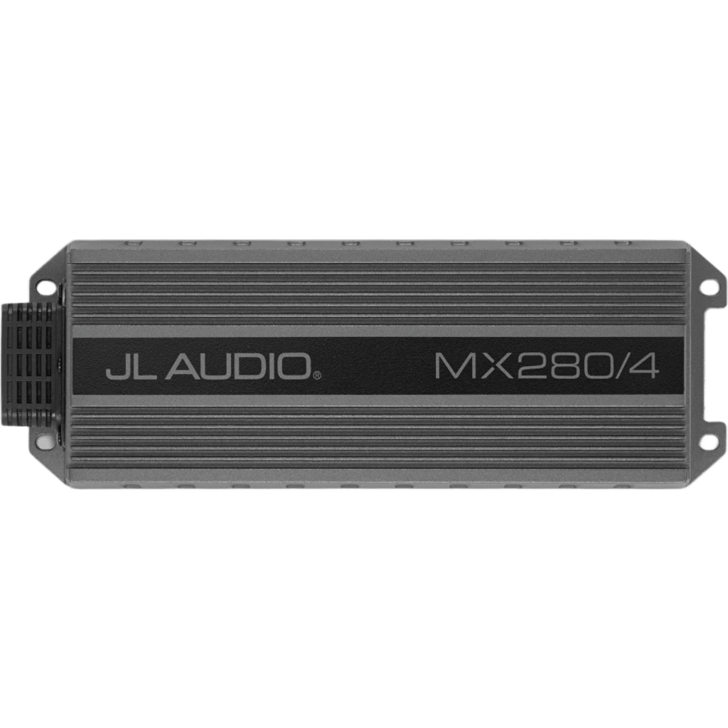 Amplificador Náutico y para Deportes de Motor / 4 Canales / 280 W RMS / Clase D / IPX7 / Filtros Paso Bajo y Paso Alto / Potenciómetros Calibrados