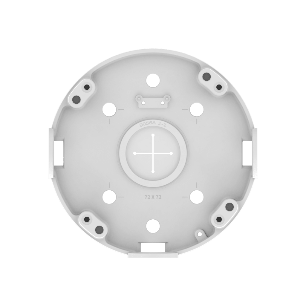 Base de Montaje para Techo SBP-180CMB / Aluminio / Color Blanco RAL9003 / Diámetro 180 mm / Peso 970 g / Tornillo TR30 / Orificio Conduit 19.1 mm / Compatible con Múltiples Modelos Hanwha