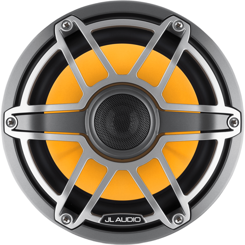 Bocinas Náuticas Coaxiales 8.8" / 125 W RMS / 90.5 dB / 38 Hz-20 kHz / 4 &Omega; / LED Transflective™ / Rejilla Deportiva Titanio / Marino