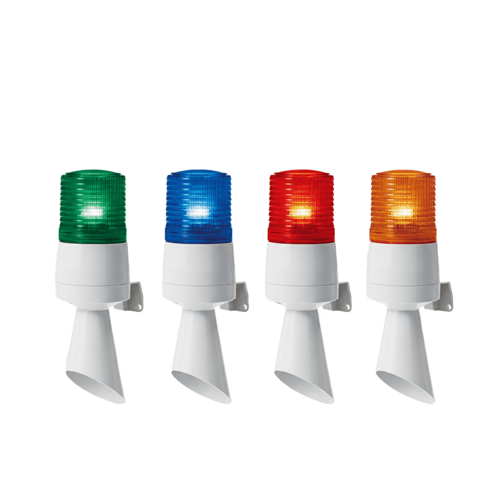 Luz LED con patrones de destello fijo y destellante con buzzer incorporado de alto volumen Máx. 95 dB color Azul 110 VCA
