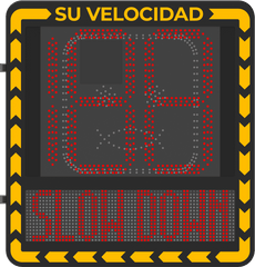 Display LED para Control de Velocidad Exterior / Distancia Visible de 100 m / LED de Alta Luminosidad y Bajo Consumo / Visualización de Velocidad con Código de Colores / IP66 / Conectividad Wi-Fi y Ethernet / Compatible con TCP/IP, HTTP, DHC