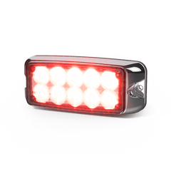 Luz de Advertencia de 5x2 Pulgadas 10 LED, Rojo/Azul, Lente Transparente, Bisel Cromado