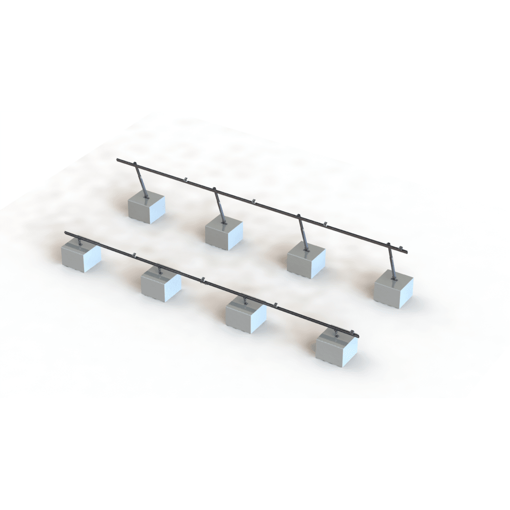 Sistema de Montaje Solar VEKTOR21 / Estructura Ajustable Aluminio AL6005-T5 / Patas Frontales y Ajustables / Ángulos 10°-30° / Torque 11-13 Nm