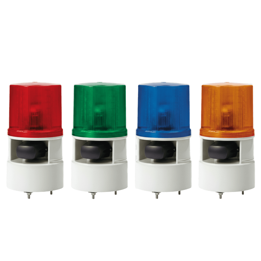 Luces de advertencia color Verde con sirena incorporada con 5 tonos máx. 105 dB en 12-24 VCD