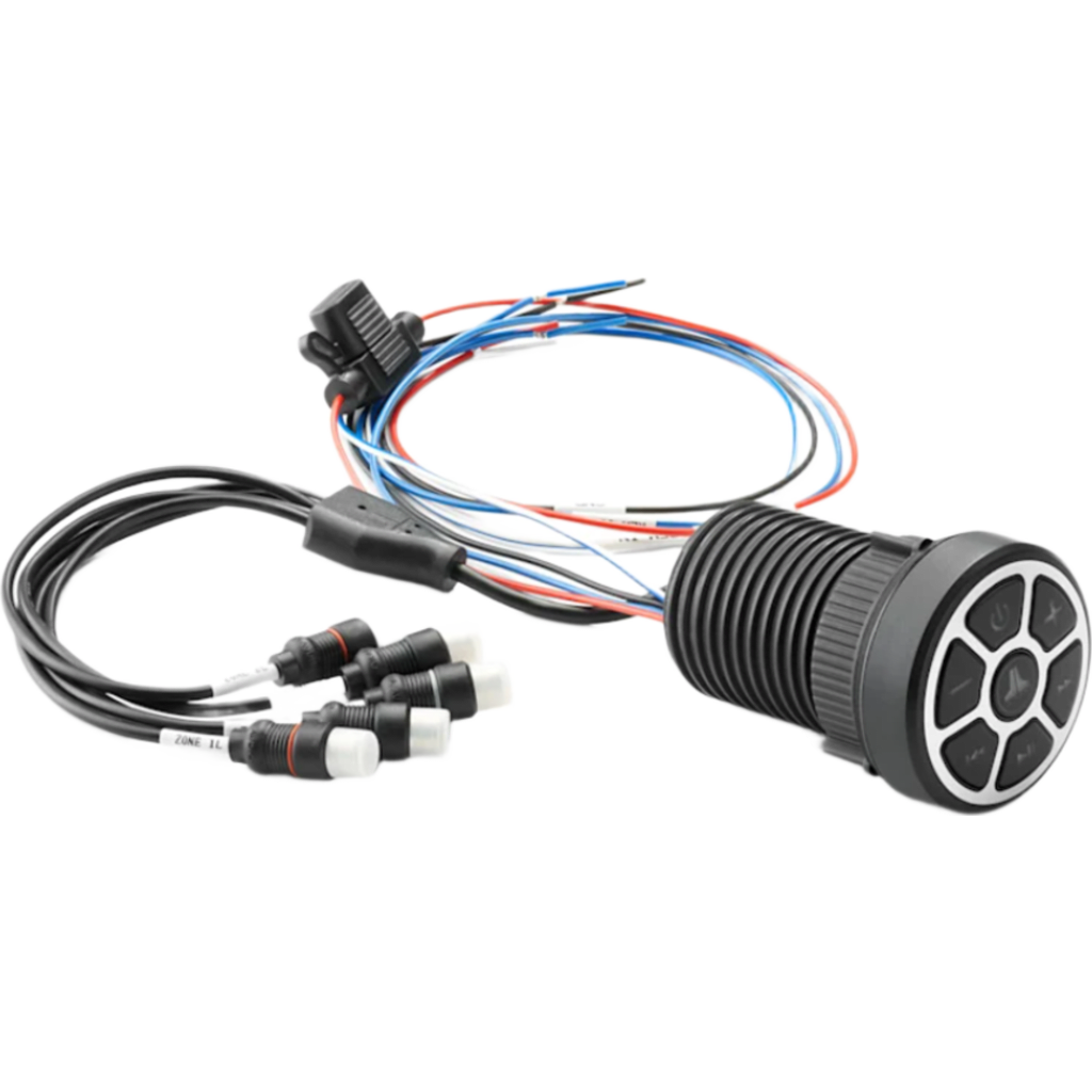 Receptor/Controlador de Audio Resistente a la Intemperie / Bluetooth / IP67 Controlador IPX7 Receptor / Tecnología Multi-Zone / Salidas RCA I+D y Subwoofer / Alimentación 8-16 V CC / Alcance Bluetooth 11 m (35 ft)