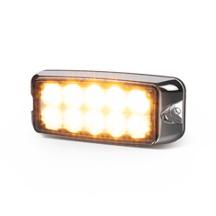 Luz De Advertencia De 5x2" 10 Led, Ámbar/Claro, Bisel Cromado, Lente Transparente