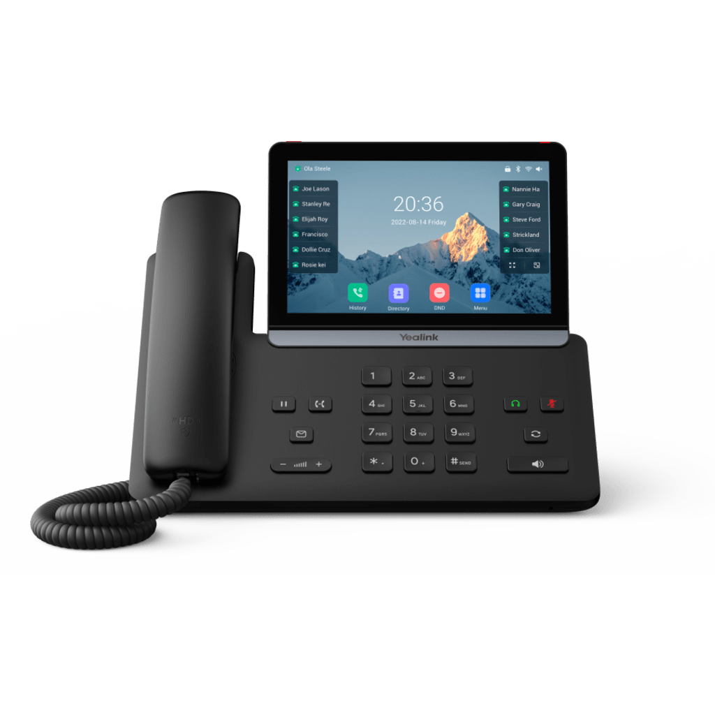 Teléfono IP Ejecutivo SIP-T87W de Yealink con Pantalla Táctil Ajustable de 7 Pulgadas Wi-Fi 6 Bluetooth 5.0 y Cancelación de Ruido por IA