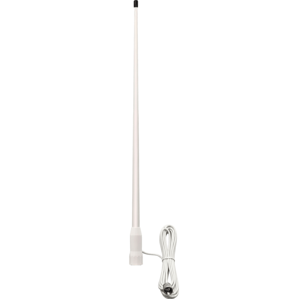 Antena Marina VHF / Fibra de Vidrio / 3.5 dBi / 50 W / Cable RG58 4.5 m (14.8 ft) / PL-259 / Bajo Perfil
