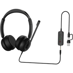 Diadema / Auricular con Cable / USB-C USB-A 3.5mm / Micrófono AI ENC / Driver 40mm / EQ Dinámico / Protección Auditiva EN50332