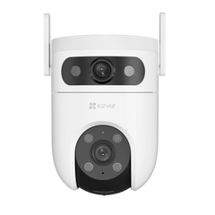 Cámara IP WiFi 6 (2.4 GHz y 5 GHz) PT Dual-Lente  / 2K (3mp + 3mp) / Visión Nocturna Color Hasta 40m / Detección IA Humano-Vehículo / Seguimiento Automático / Defensa Activa con Sirena y Luz Estroboscópica
