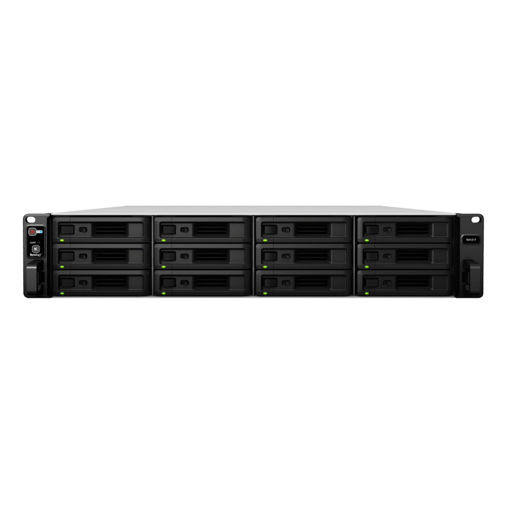 Unidad de Expansión Synology RX1217/RX1217RP | 12 Bahías de Disco | Compatible con SATA 3.5” y 2.5” | Expansión de Volumen en Línea | Fuentes de Alimentación Redundantes (RX1217RP) | Administración con
