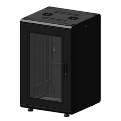 Gabinete Rack 19 Pulgadas / 18 Unidades / Piso / Puerta de Cristal / Acero Calibres 16-18-20 / Capacidad 750 kg (1653.5 lb) / Dimensiones 60 cm (23.6 in) x 93 cm (36.6 in) x 46 cm (18.1 in)