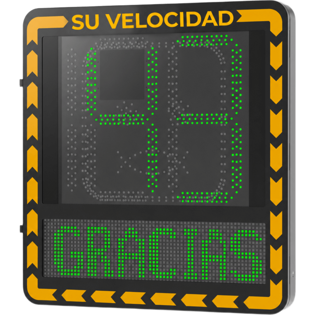 Radar Medidor de Velocidad / Pantalla LED / Detección en Tiempo Real / Rango de Detección de 100 Mts / Hasta 32 Objetivos Detectados / IP66 / Ethernet