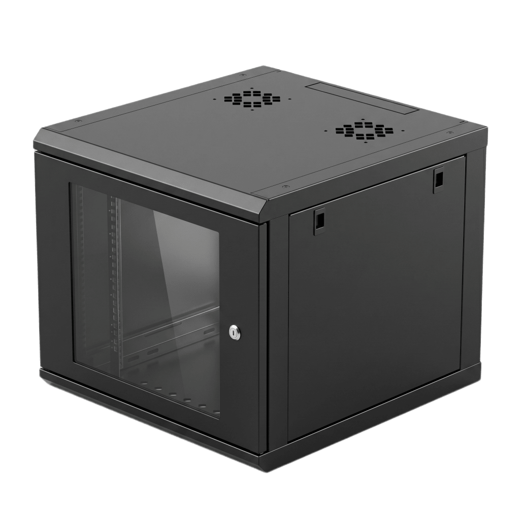 Gabinete de Pared 9U de 635 mm de Profundidad, Rack de 19 in en Acero Reforzado: Compacto y Resistente para Soluciones Profesionales