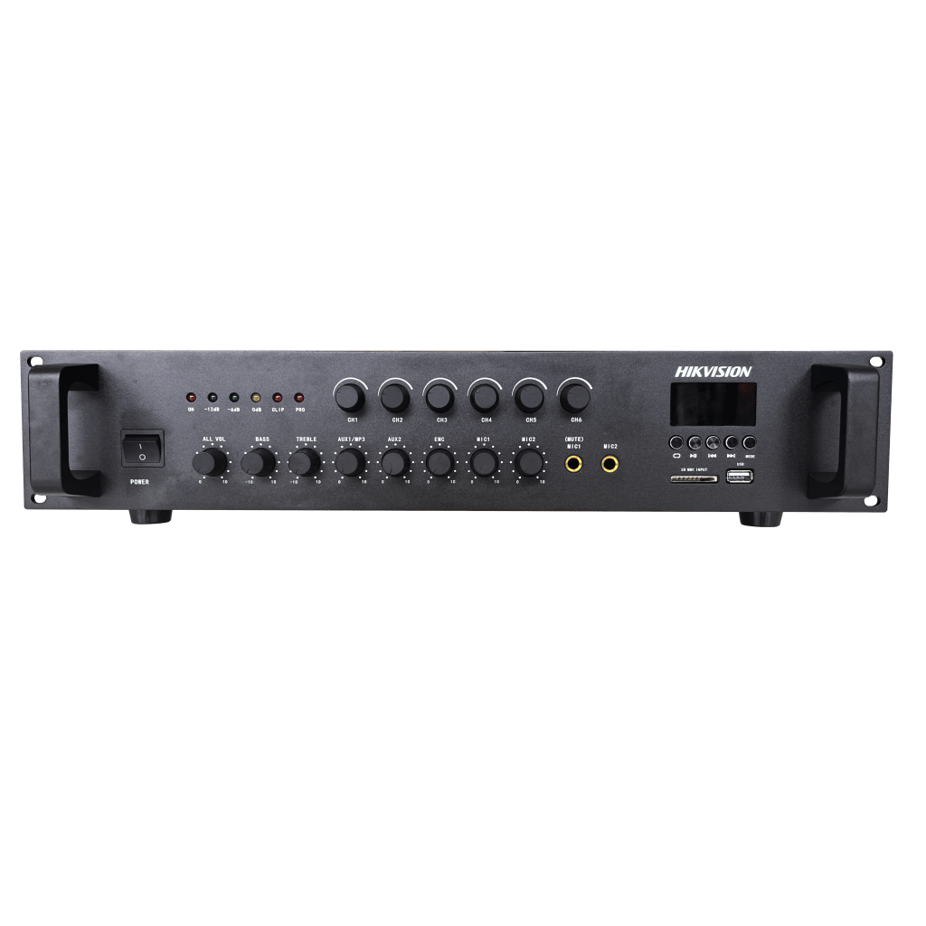 Amplificador de Audio | Bluetooth | 240 W | 6 Zonas con Control de Volumen Independiente | 70/ 100V COM | Montaje en Rack | Voceo y Musica Ambiental
