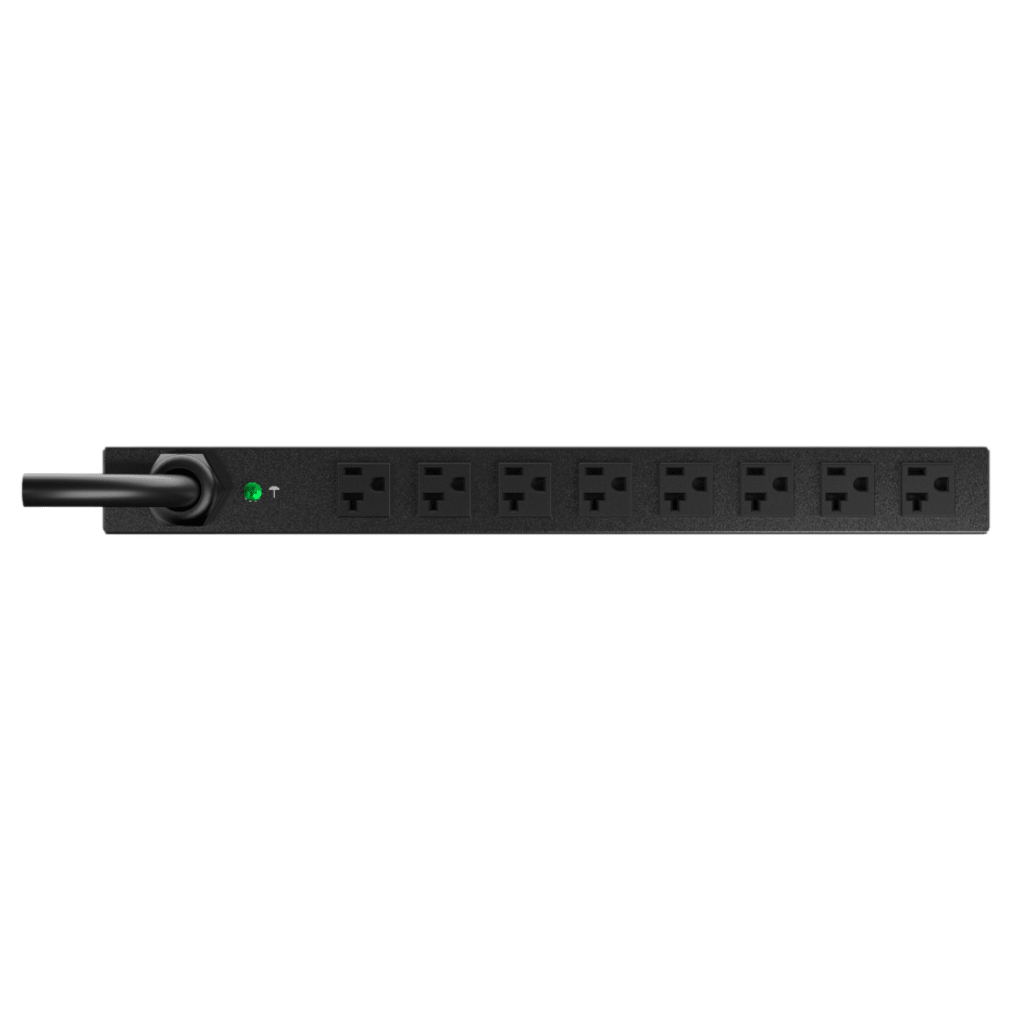 PDU ES2P Monitoreable (MI) para Distribución de Energía, Enchufe de Entrada NEMA 5-20P, Con 8 Salidas 5-20R, Horizontal 19in, 120 Vca, 20 Amp, 1 UR