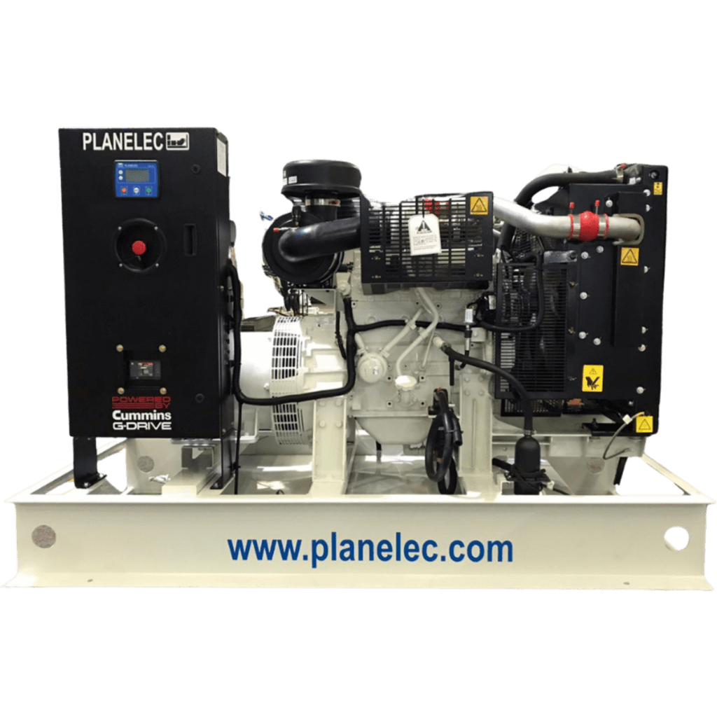 Planta de Emergencia Diesel / 42 kW (52 kVA) Emergencia / 38 kW (49 kVA) Continuo / 220/127 V /  Trifásico 4 Hilos  / Motor Cummins 4BTAA3.3G18 4 Cilindros/ Generador Stamford S1L2K1 / Control PEM-CAM Transferencia automática/ Tanque 125L.