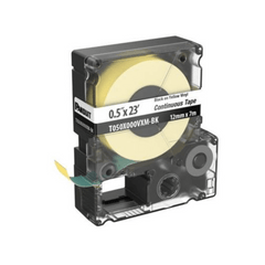 Casete de Etiquetas de Vinilo de Cinta Continua, Color Negro Sobre Amarillo, Uso Interior/Exterior, 9 mm de Ancho x 7 Metros (22.97 Pies) de Largo