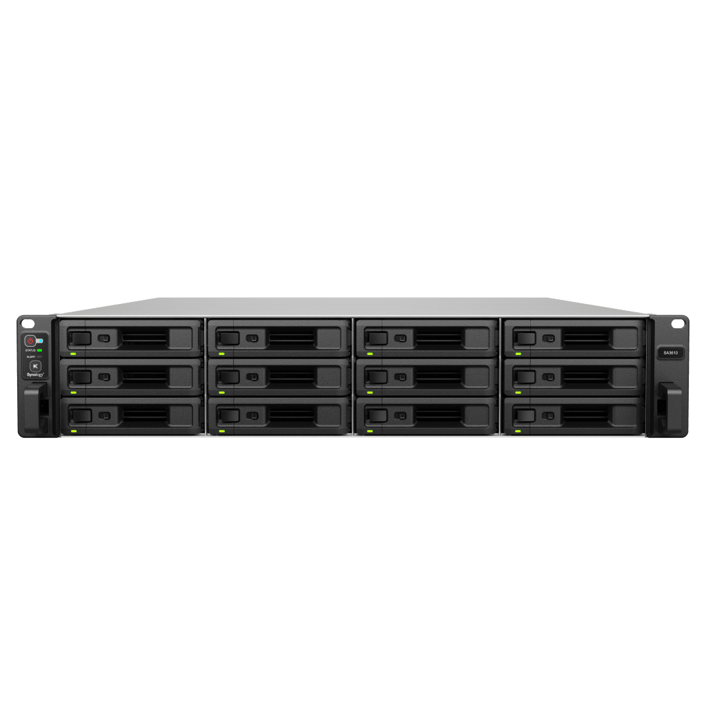 Servidor de Almacenamiento Synology SA3610 | Alta Escalabilidad | 12 Bahías | Hasta 1.728 PB de Capacidad | 6,200/3,000 MB/s Lectura/Escritura | 10GbE | RAID F1,0,1,5,6,10.