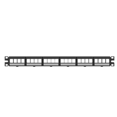 Panel de Parcheo Modular Keystone (Sin Conectores) con Placas de Acceso Frontal, de 24 Puertos, Espacio Para Identificación con Etiqueta Adhesiva, 1UR