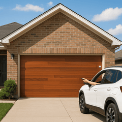 Puerta de Garage de Alta Calidad / Estilo Americano / Acabado Laminado PREMIUM / Color Madera Clara / 10x7 Pies.