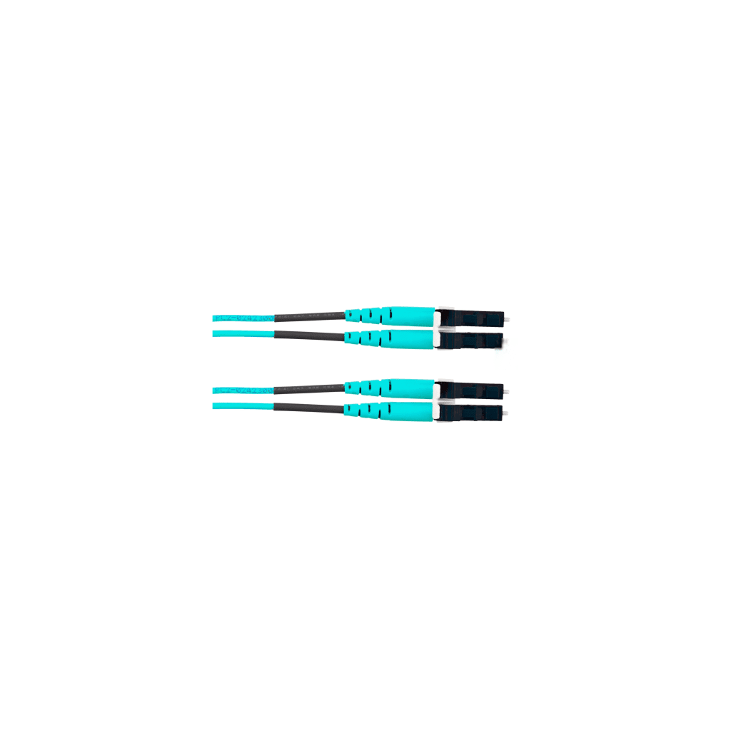 Jumper de Fibra Óptica Multimodo 50/125 OM4, LC-LC Duplex, OFNR (Riser), Color Aqua, 6 Metros (19.69 Pies)