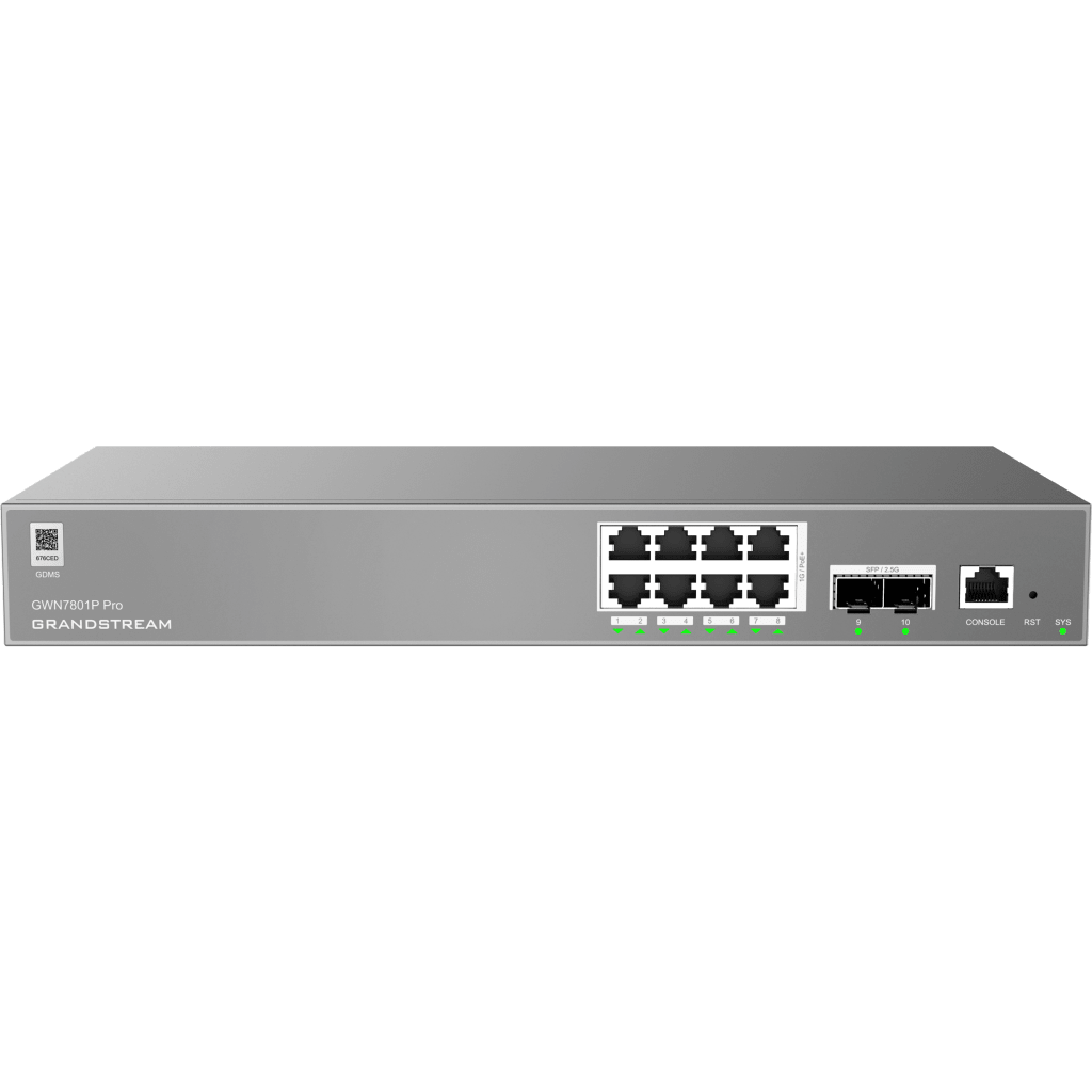 Switch de Red Empresarial L2++ / Serie GWN7800 Pro / 8 Puertos Gigabit PoE 120W / 2 Puertos 2.5GG SFP / Gestión Cloud GDMS / VLAN 4K / QoS Avanzado / Seguridad Integral