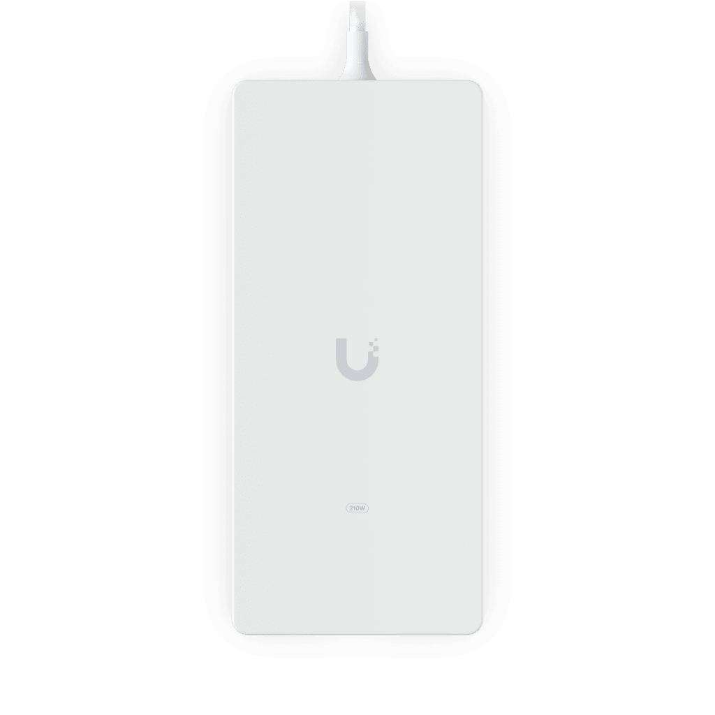 Adaptador de Corriente AC 210W / Entrada 100-240V AC / Salida 54V DC / Compatible con Switches PoE UniFi / Montaje en Pared / Cable AC 1.5m / Compatible con Switches UniFi Ultra, Pro Max 16 POE, y Flex 2.5G 8 POE