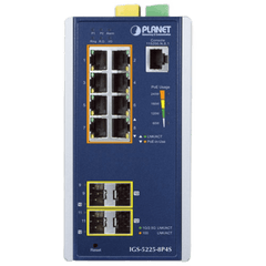 Switch Industrial Administrable Capa2, 8 Puertos Gigabit con PoE+ 802.3at, 2 Puertos SFP de 100/1G y 2 Puertos SFP de 100/1G/2.5G