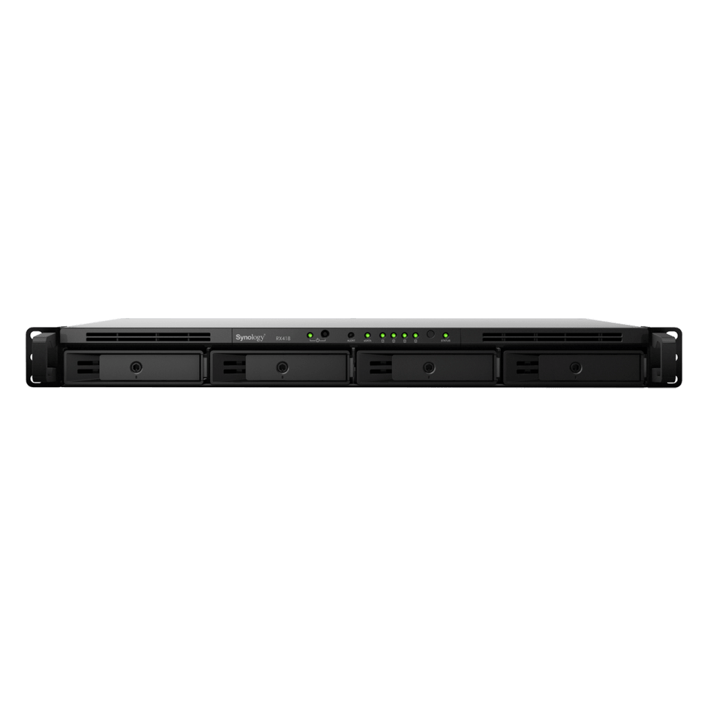 Unidad de Expansión Synology RX418 | 4 Bahías SATA HDD/SSD 3.5" y 2.5" | eSATA | Profundidad 30 cm | Compatible con RackStation 1U | Administración DSM.