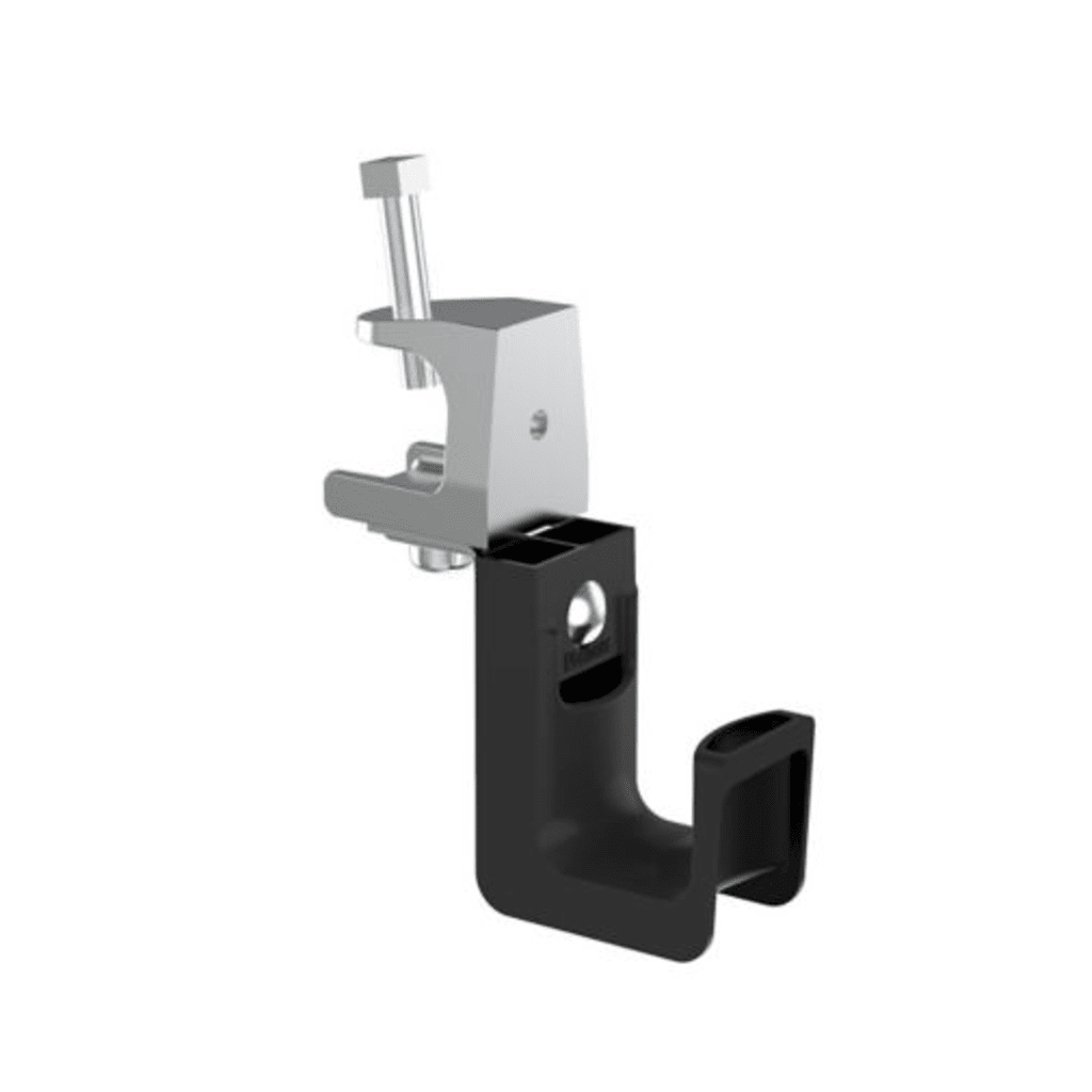 Sujetador STRONGHOLD tipo J (J-Hook), Con Abrazadera de Tornillo para Montaje, Hasta 8 Cables Cat6, Nylon 6.6, Color Negro, 1 pieza