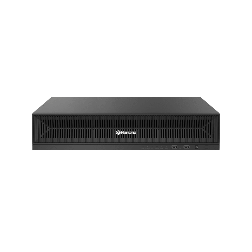 NVR 32 Megapixel (8K) / 32 Canales IP / Soporta 8 Discos Duros / H.265 & Wisestream / Wisenet P2P / ONVIF / Compatible con Cámaras IA / Salida HDMI en 4K